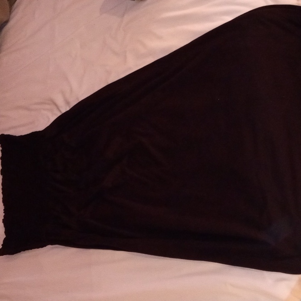 Brown Cotton Strapless Dress